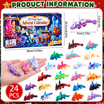 2026 Christmas Advent Calendar with Mini 3D Printed Dragon Animals