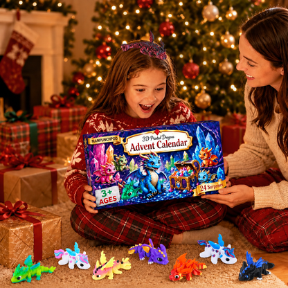 2026 Christmas Advent Calendar with Mini 3D Printed Dragon Animals