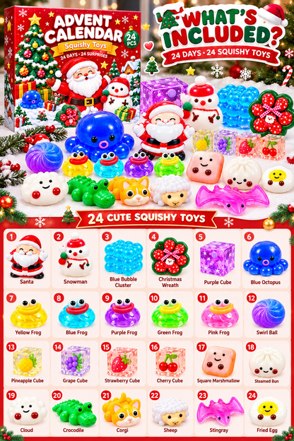 Christmas Squishy Advent Calendar 2026, 24 Days Mochi Fidget Toys, Cute Sensory Toys Christmas Countdown