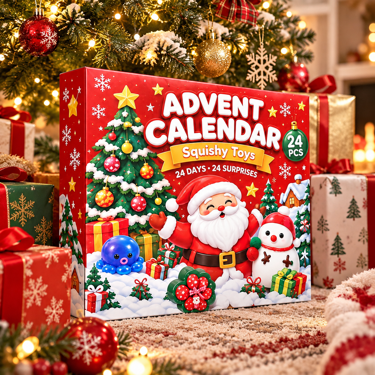 Christmas Squishy Advent Calendar 2026, 24 Days Mochi Fidget Toys, Cute Sensory Toys Christmas Countdown