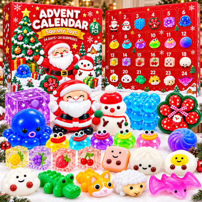 Christmas Squishy Advent Calendar 2026, 24 Days Mochi Fidget Toys, Cute Sensory Toys Christmas Countdown