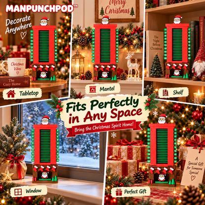 MANPUNCHPOD™ Santa Christmas Countdown Advent Calendar – 24-Day Interactive Fireplace Countdown Decoration