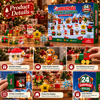 Christmas Building Block Advent Calendar 2026, 24 Days Mini Brick Sets, Christmas Ornament Building Toys
