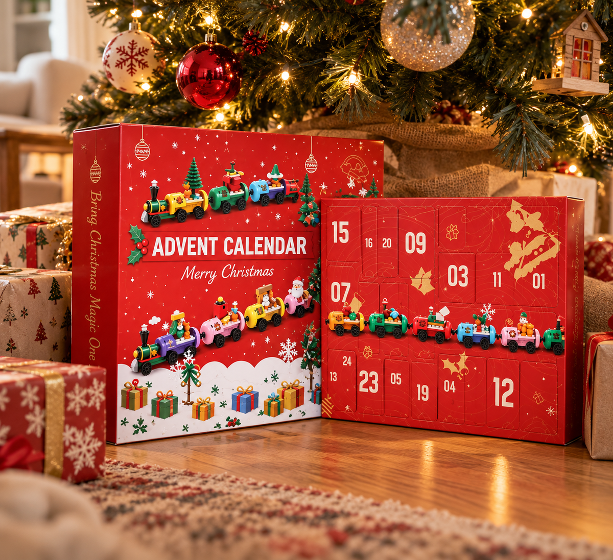 Christmas Train Advent Calendar 2026, 24 Day Building Block Countdown, Christmas Train Building Set, Holiday Gift for Kids