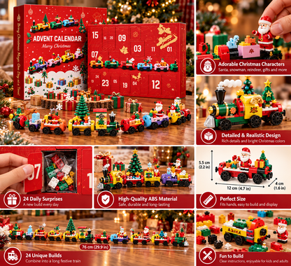 Christmas Train Advent Calendar 2026, 24 Day Building Block Countdown, Christmas Train Building Set, Holiday Gift for Kids