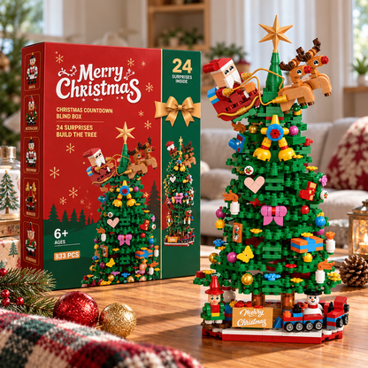Christmas Tree Advent Calendar 2026, 24 Day Building Block Countdown, 833 PCS Christmas Tree Building Set, Holiday Gift for Kids