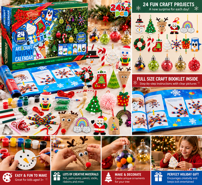 Christmas Craft Advent Calendar 2026, 24 Day Arts and Crafts Countdown Kit