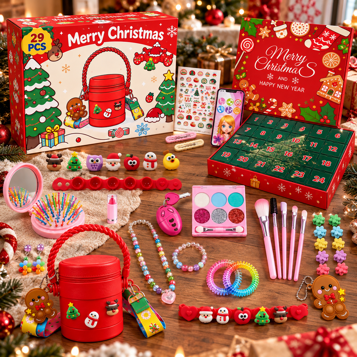 Girls Advent Calendar 2026, 24 Day Christmas Countdown with Beauty Accessories, Jewelry & Hair Accessories