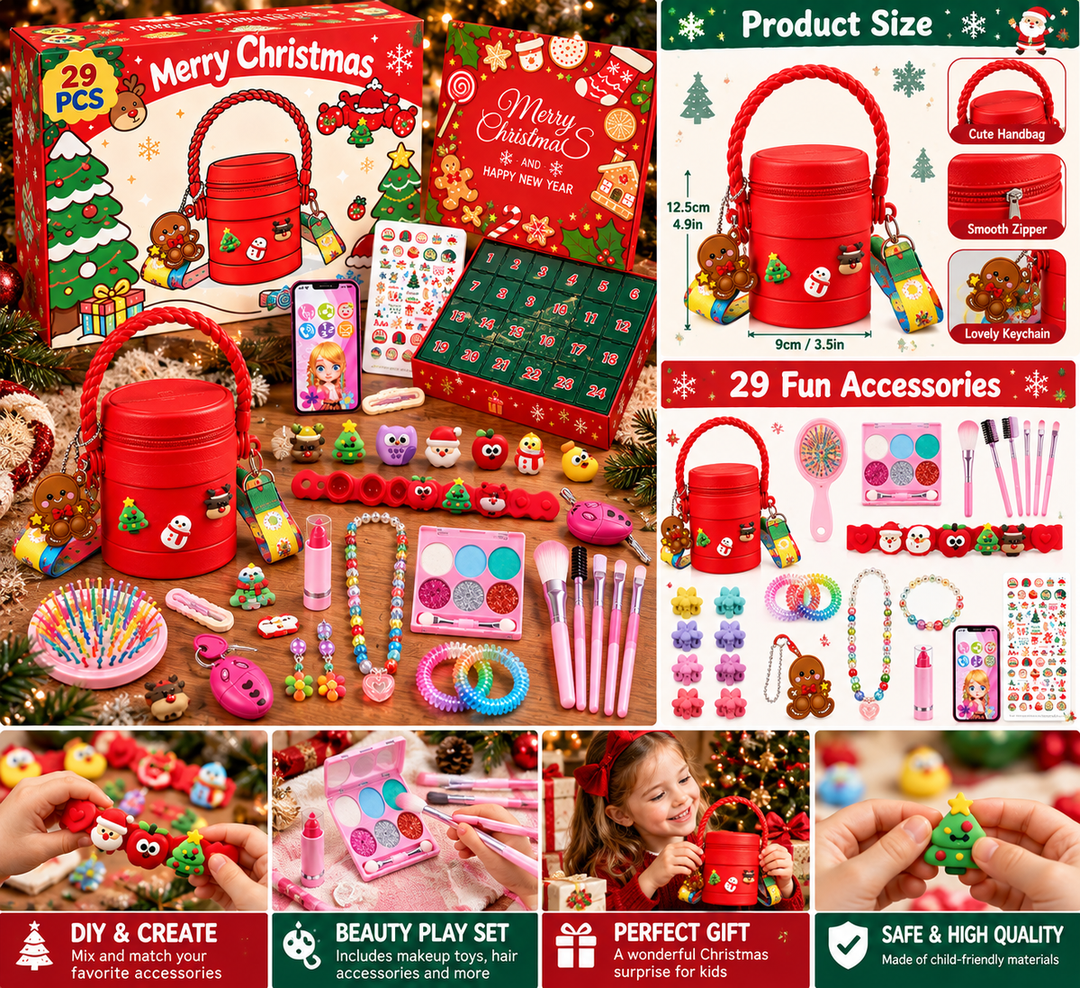 Girls Advent Calendar 2026, 24 Day Christmas Countdown with Beauty Accessories, Jewelry & Hair Accessories