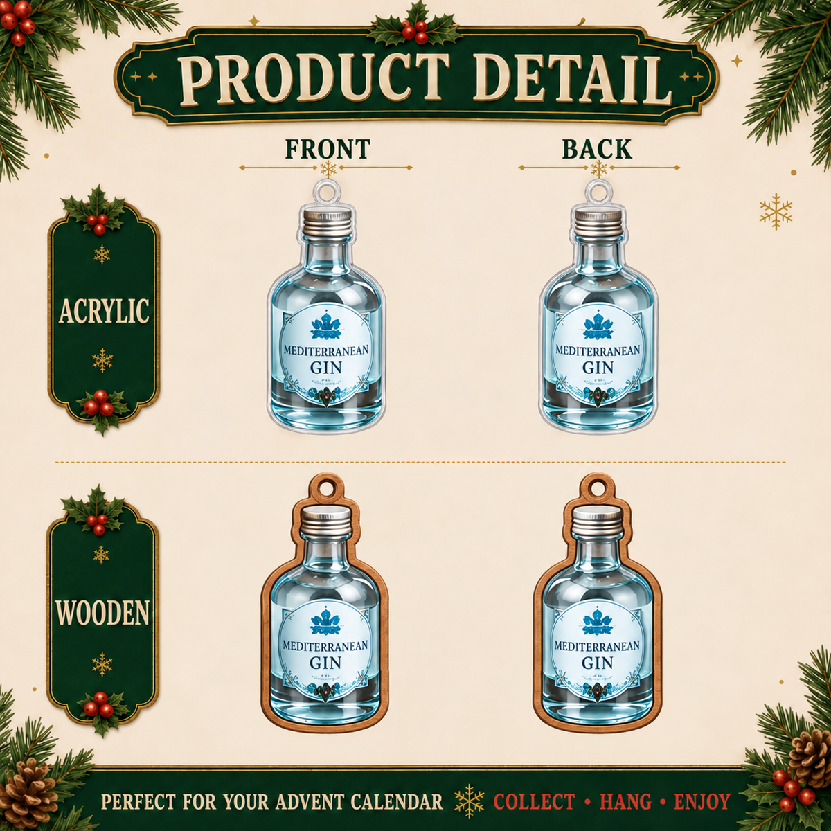 2026 Gin Advent Calendar – 24 Botanical Bottle Ornaments