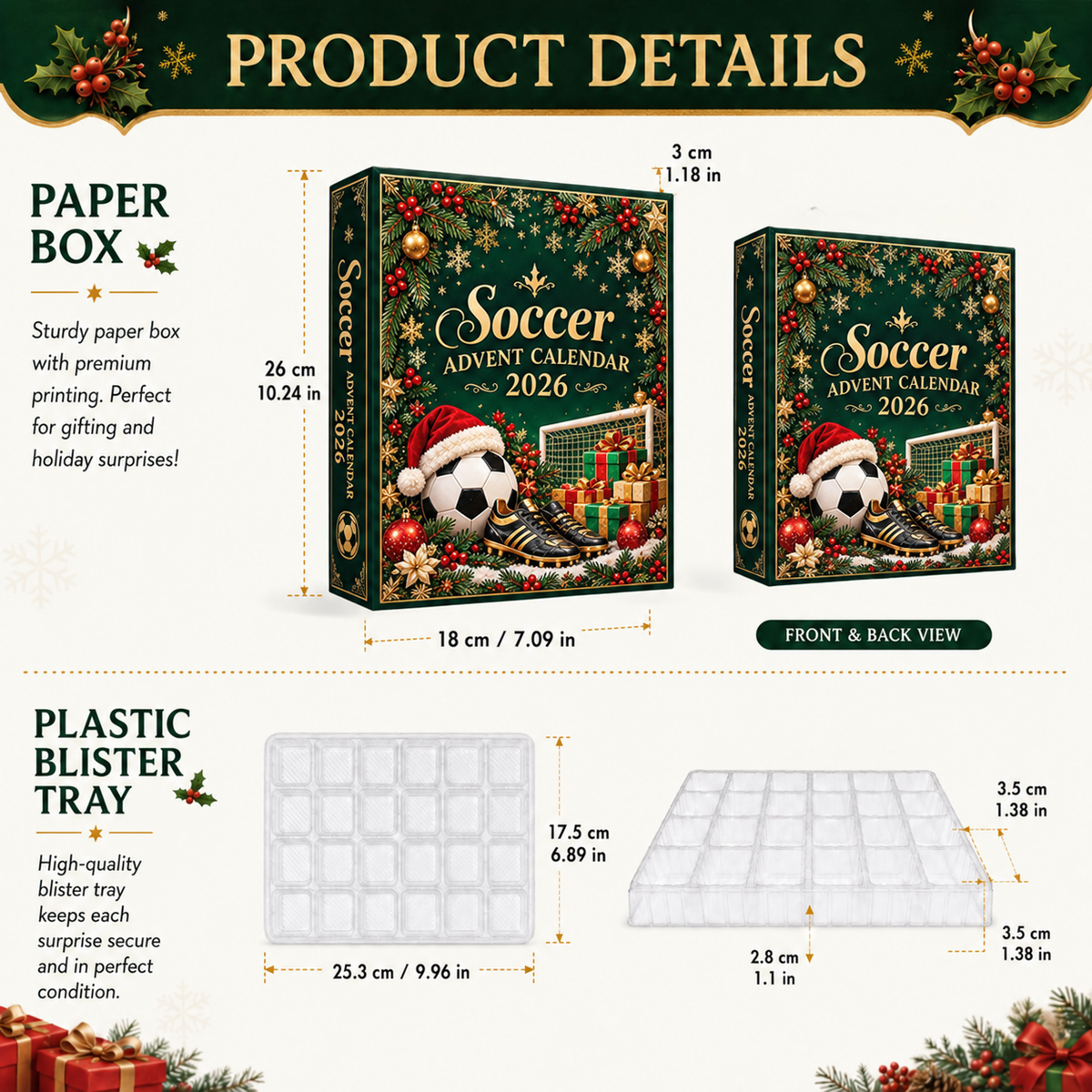 Soccer Advent Calendar 2026 – 24 Football Christmas Ornaments
