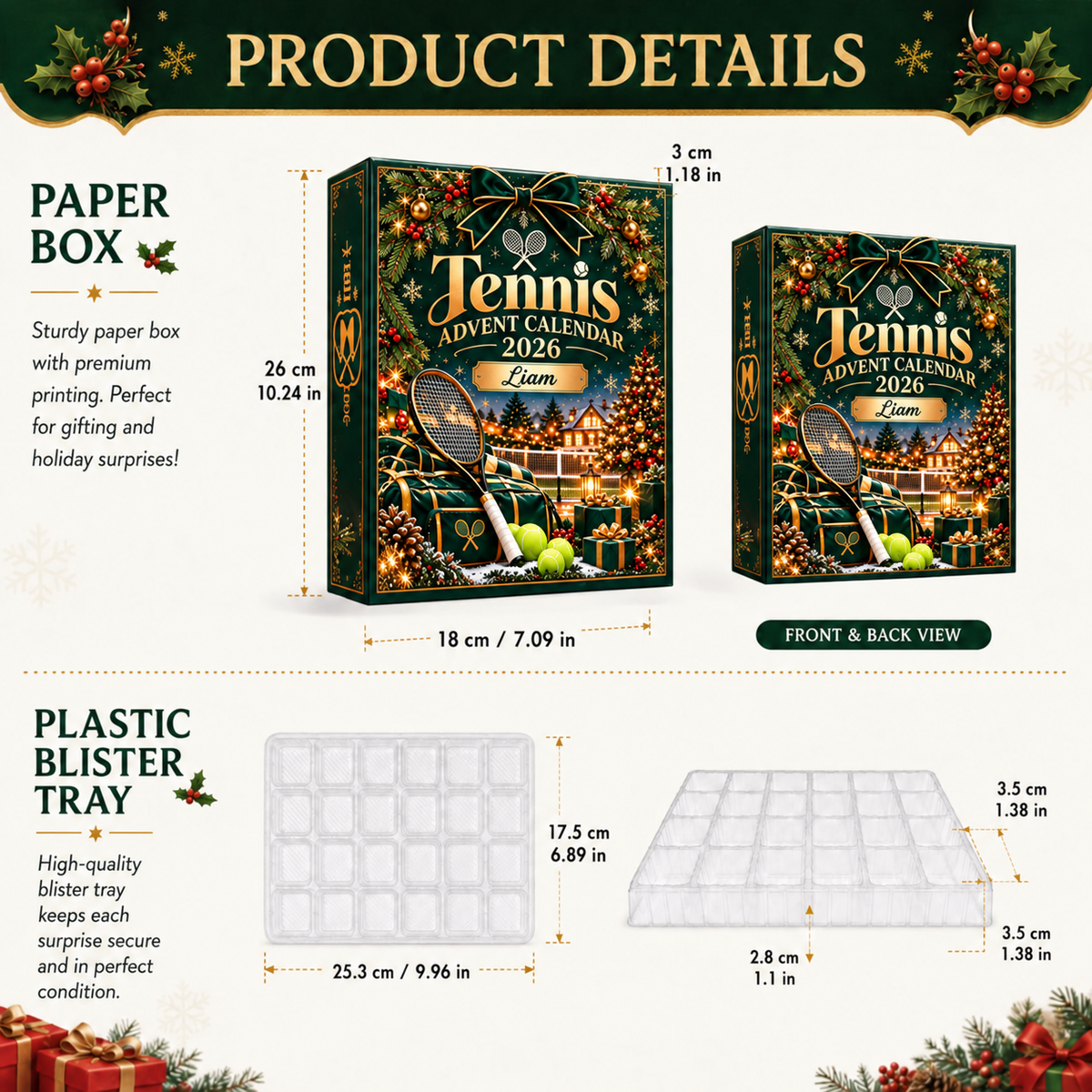 Tennis Advent Calendar 2026 – 24 Tennis-Themed Christmas Ornaments