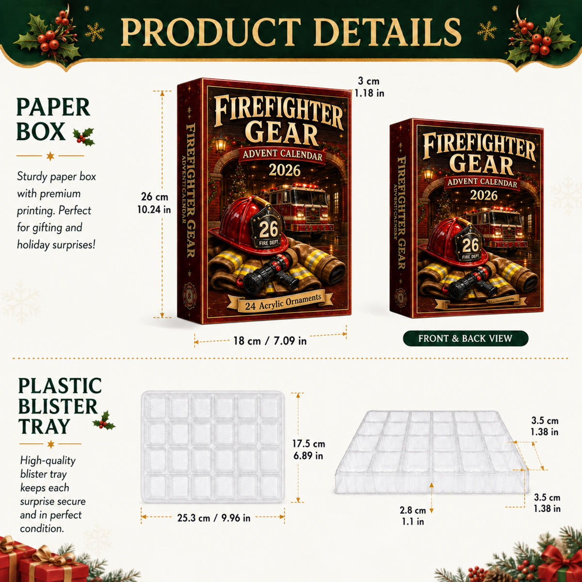 2026 Firefighter Gear Advent Calendar – 24 Rescue-Themed Ornaments