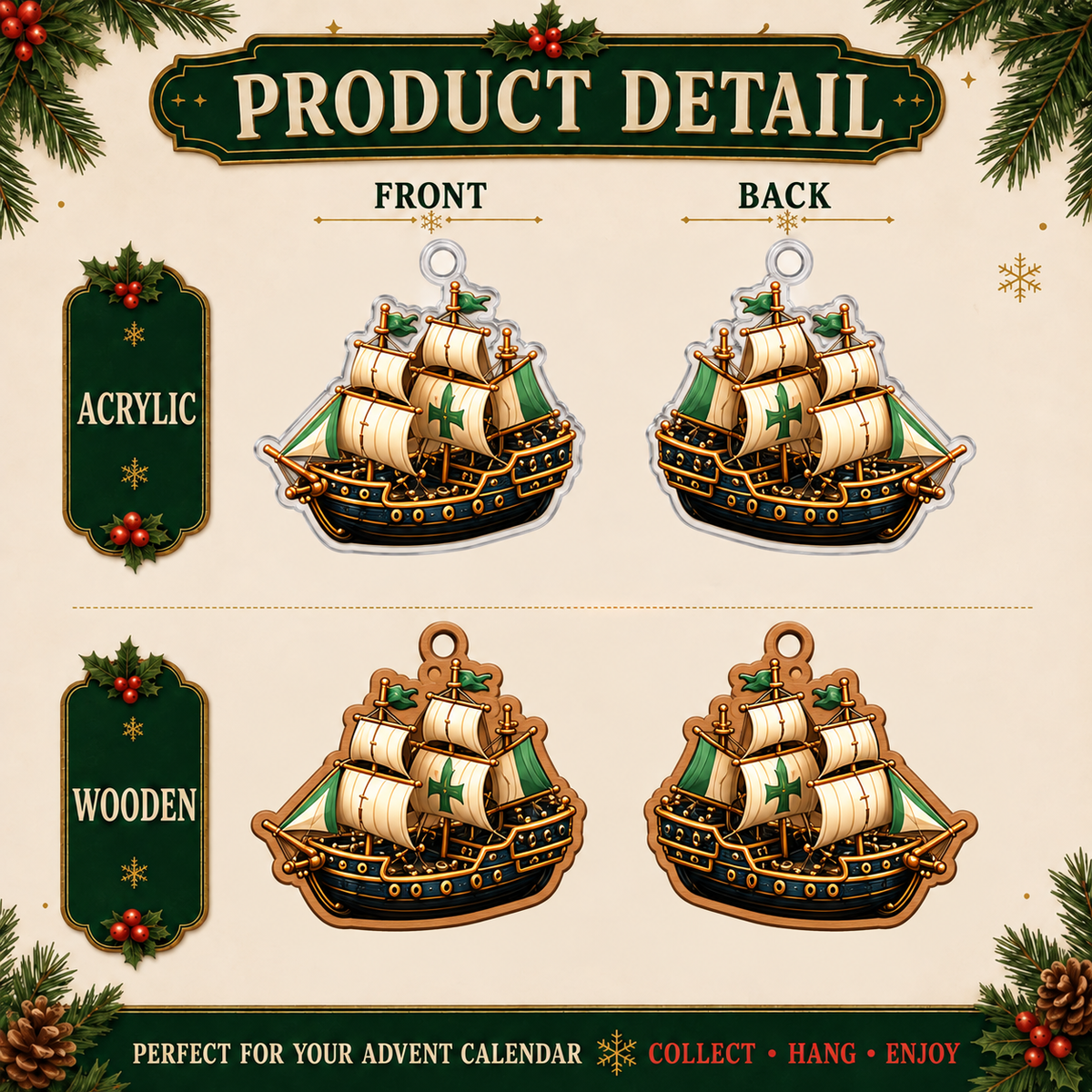 2026 Pirate Ship Legends Advent Calendar – 24 Nautical Ornaments