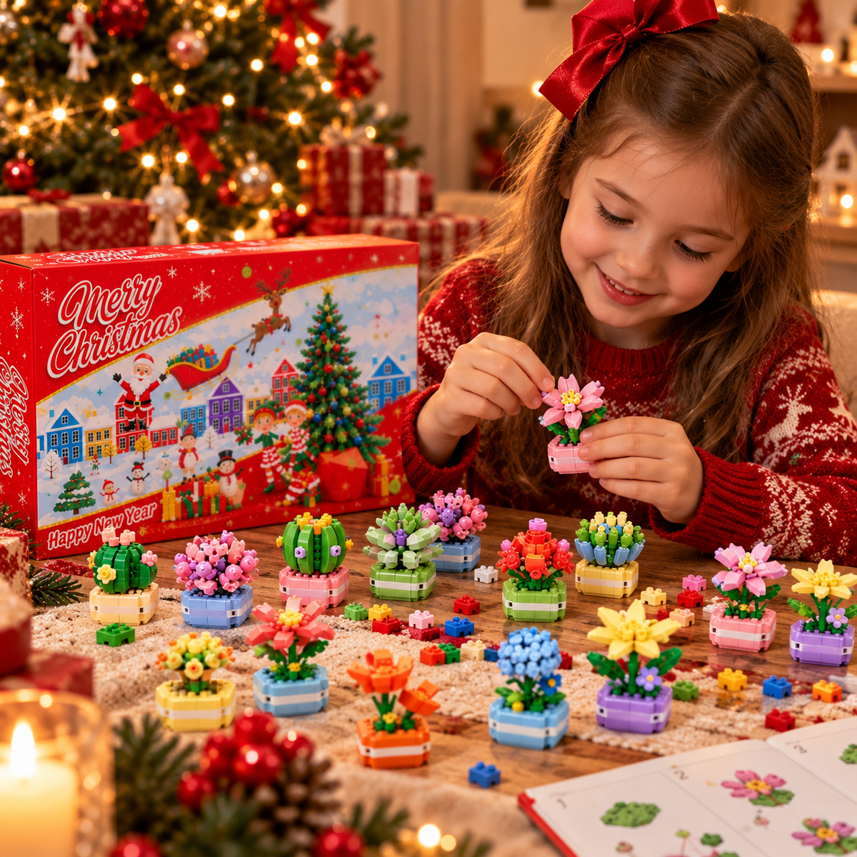 Flower Building Blocks Advent Calendar 2026 – 24 Days of Mini Flower Surprises, Christmas Countdown Gift for Kids & Adults  Copy title