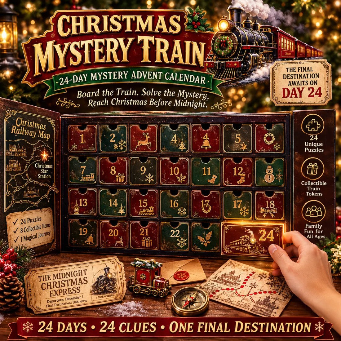 Christmas Mystery Advent Calendar 2026, 24 Day Detective Puzzle Game