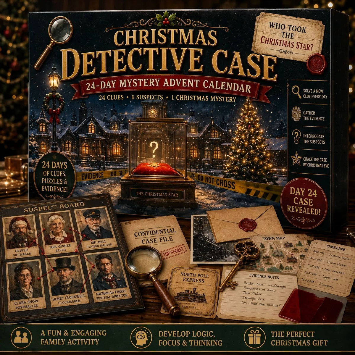 Christmas Mystery Advent Calendar 2026, 24 Day Detective Puzzle Game