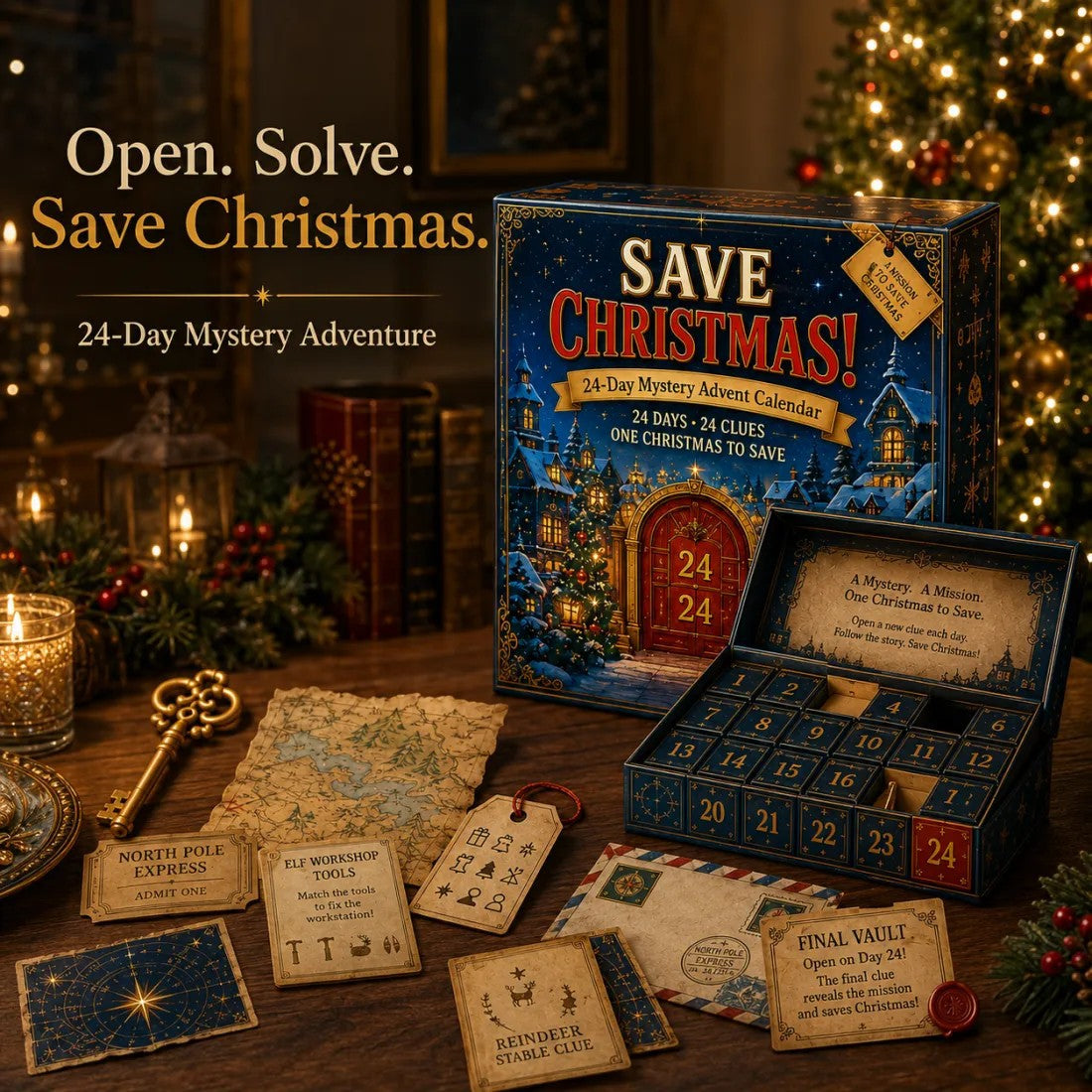 Christmas Mystery Advent Calendar 2026, 24 Day Detective Puzzle Game