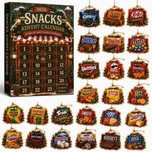 Snack Advent Calendar 2026, 24 Christmas Snack Ornaments