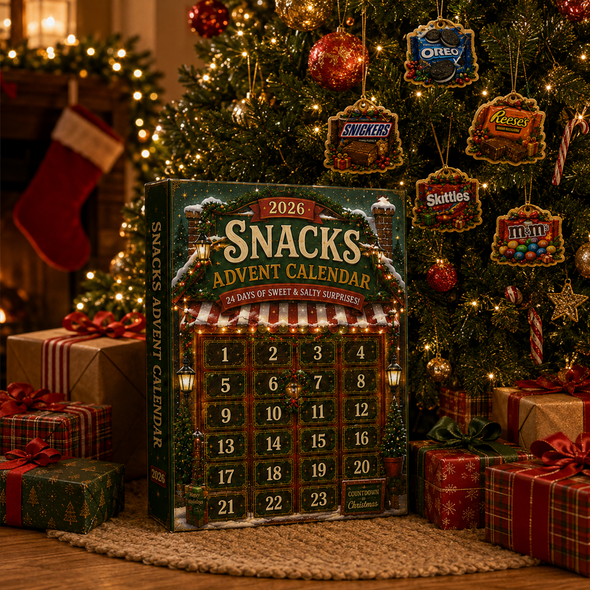 Snack Advent Calendar 2026, 24 Christmas Snack Ornaments