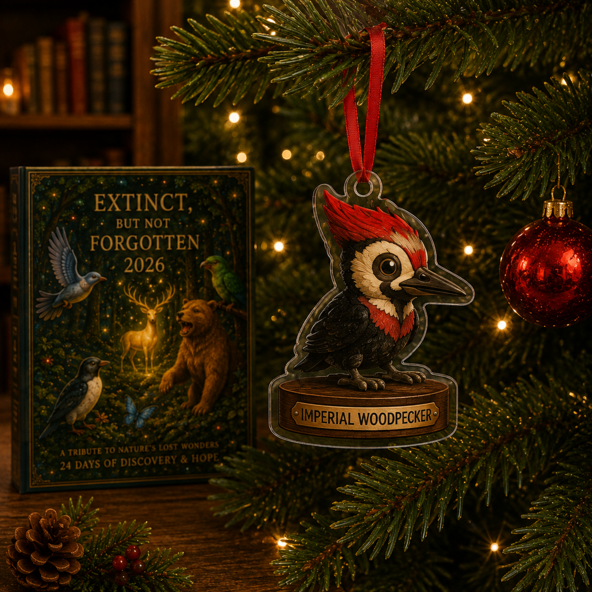 Extinct Animals Advent Calendar 2026, 24 Wildlife Christmas Ornaments