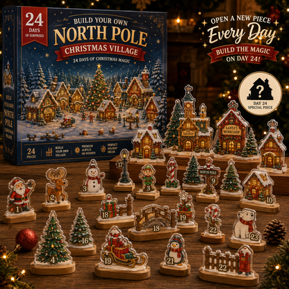 North Pole Advent Calendar 2026, 24 Piece Christmas Village