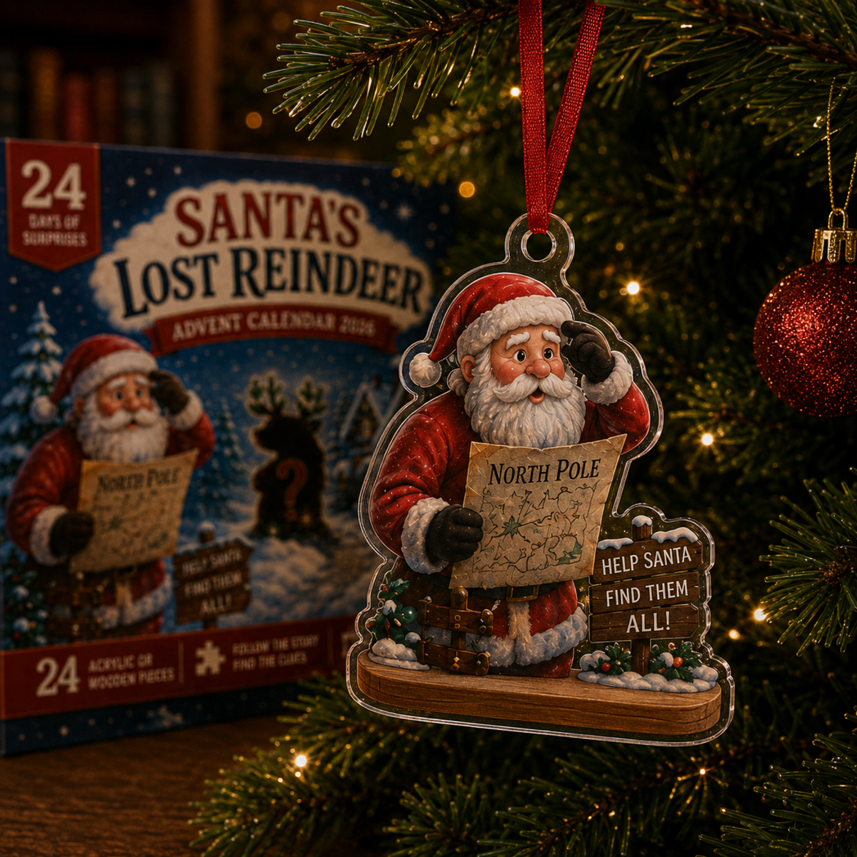 Santa's Lost Reindeer Advent Calendar 2026, 24 Christmas Ornaments