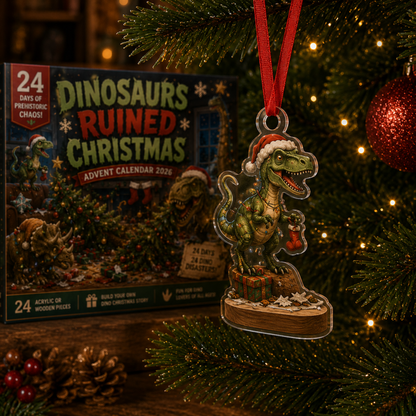 Dinosaur Advent Calendar 2026, 24 Christmas Dino Ornaments