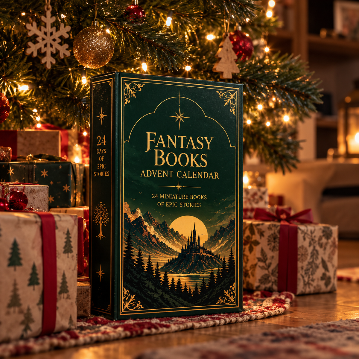 Fantasy Books Advent Calendar 2026, 24 Mini Book Wooden Ornaments