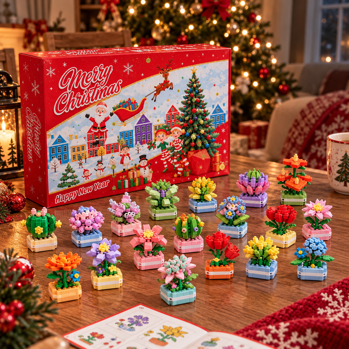 Flower Building Blocks Advent Calendar 2026 – 24 Days of Mini Flower Surprises, Christmas Countdown Gift for Kids & Adults  Copy title