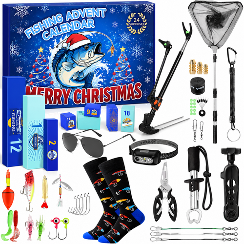 Fishing Advent Calendar for Adult Men Teen Boys, 2026 Fishing Tools Accessories Kit Christmas
