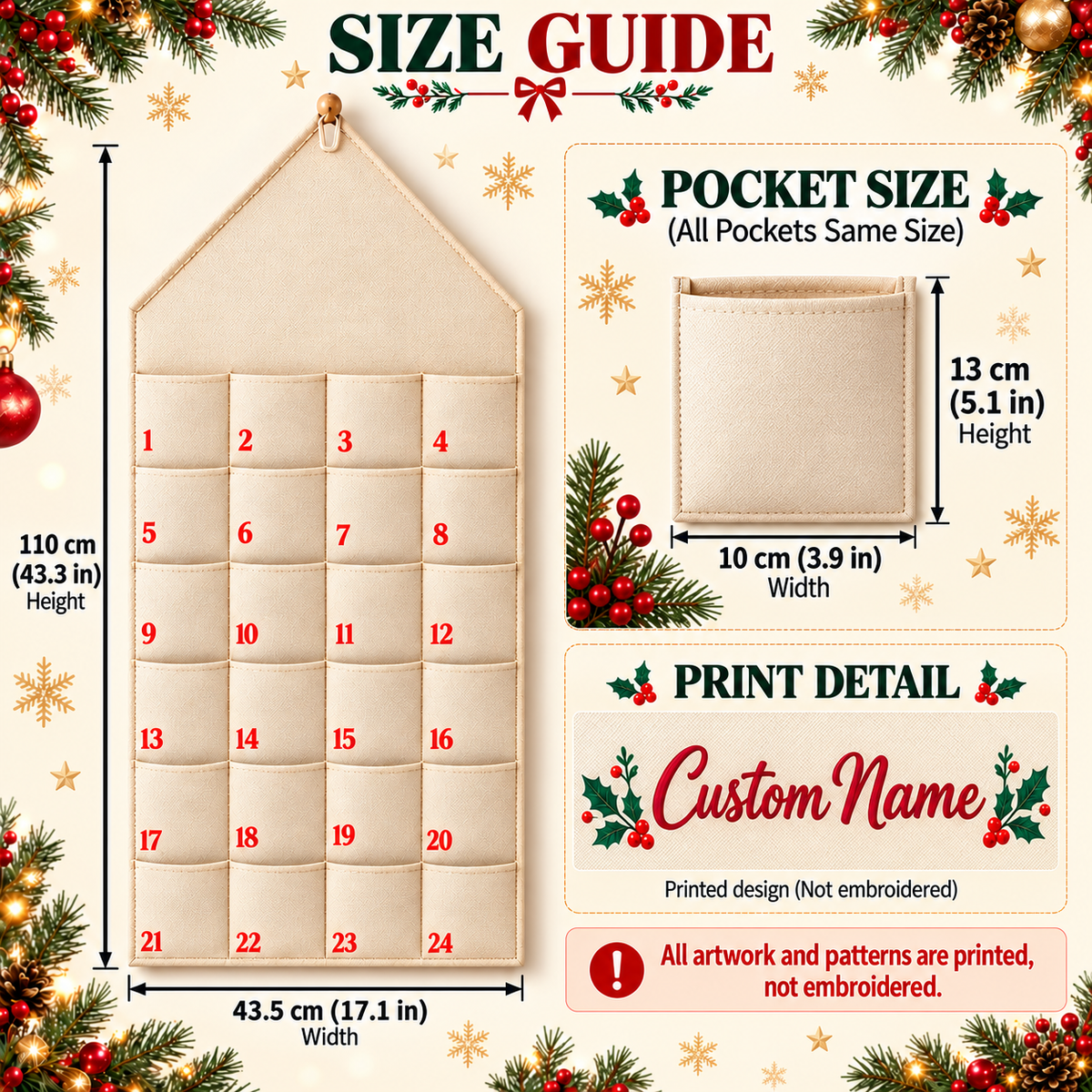 Personalized Nativity Advent Calendar – 24-Pocket Christmas Hanging