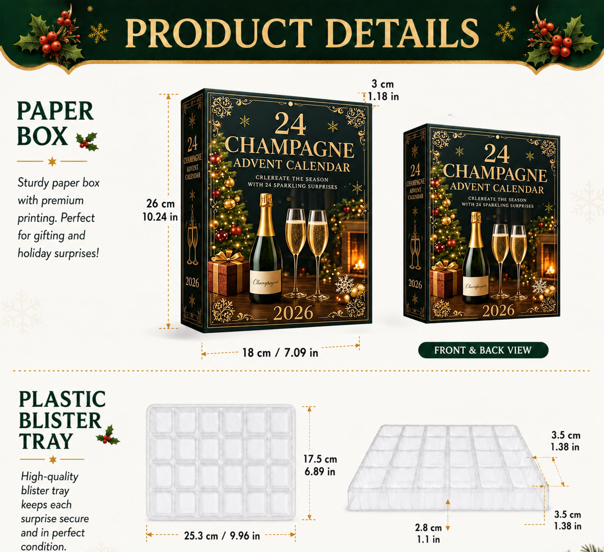 2026 Champagne Advent Calendar – 24 Champagne Bottle Ornaments