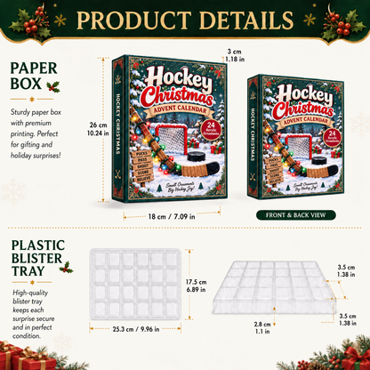 2026 Hockey Christmas Advent Calendar – 24 Festive Hockey Ornaments