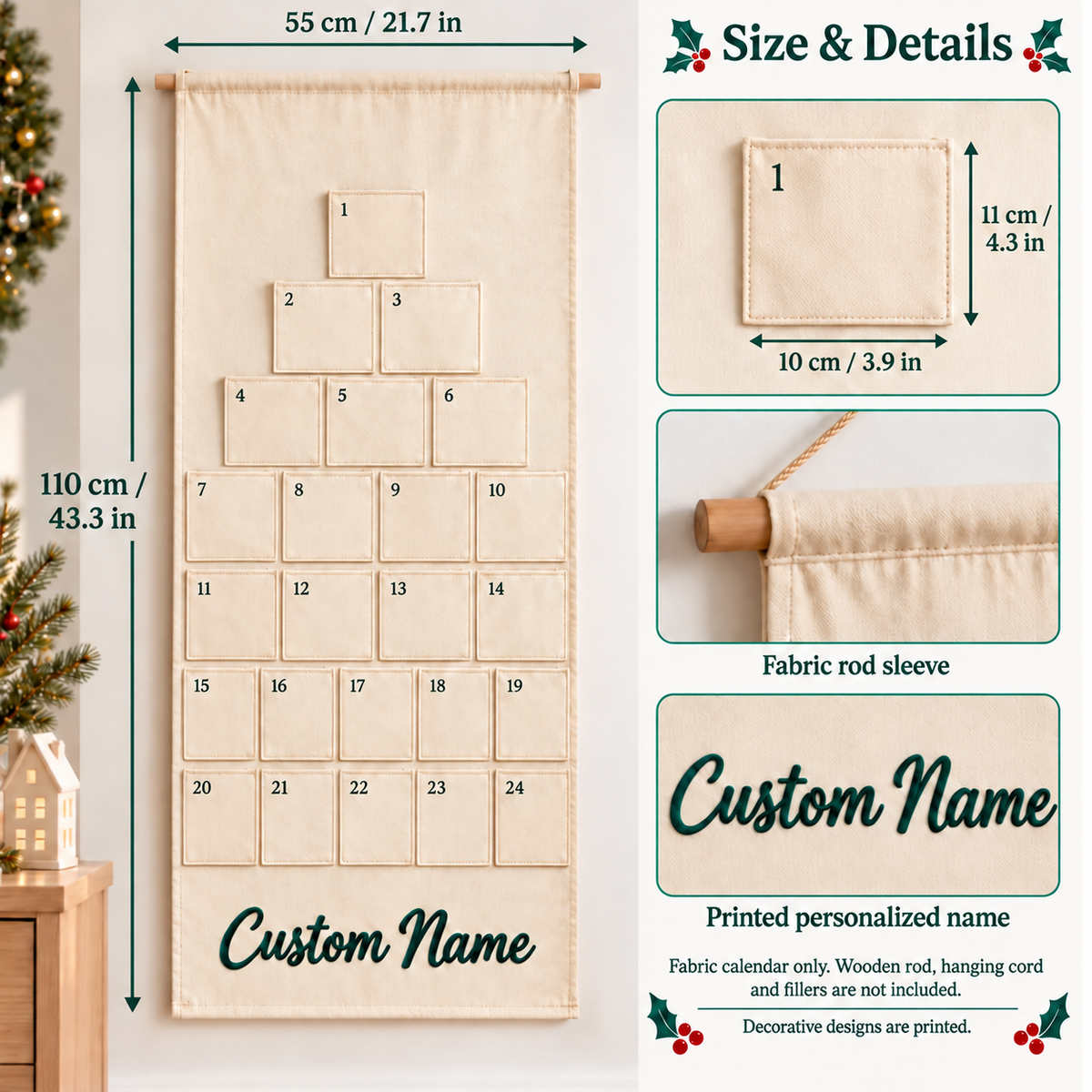 Personalized Nutcracker Advent Calendar – Christmas Village Wall Decor
