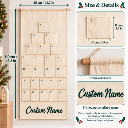 Custom Family Christmas Advent Calendar – 24 Fillable Pockets