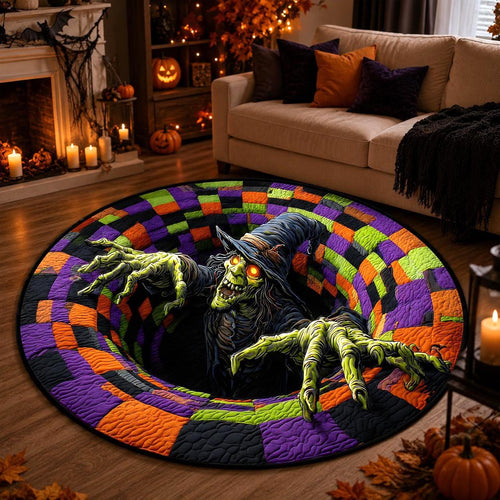 3D Witch Halloween Round Rug