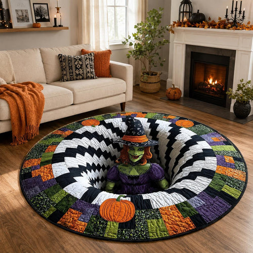 3D Witch Halloween Round Rug