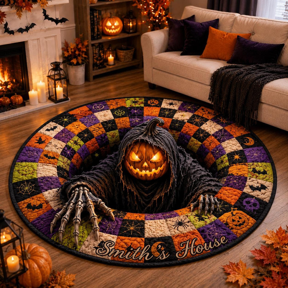 3D Pumpkin Reaper Halloween Rug
