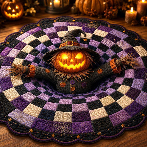 3D Pumpkin Scarecrow Halloween Round Rug