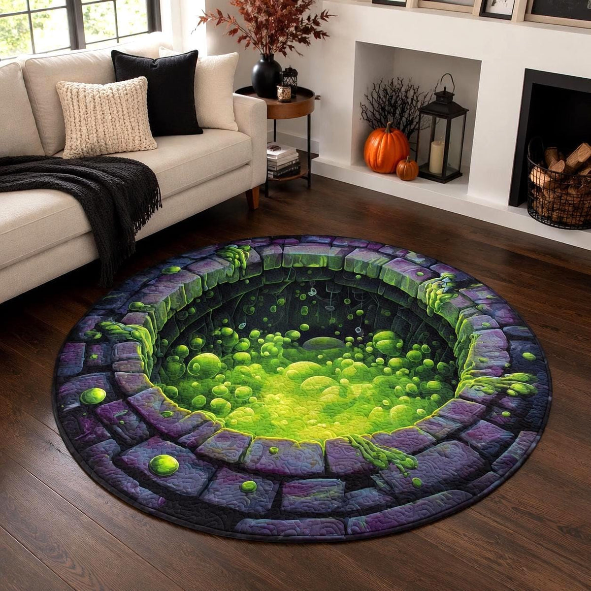 3D Toxic Slime Halloween Round Rug