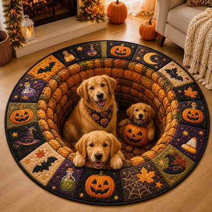 Halloween Dog Hole Rug, 3D Illusion Round Dog Rug