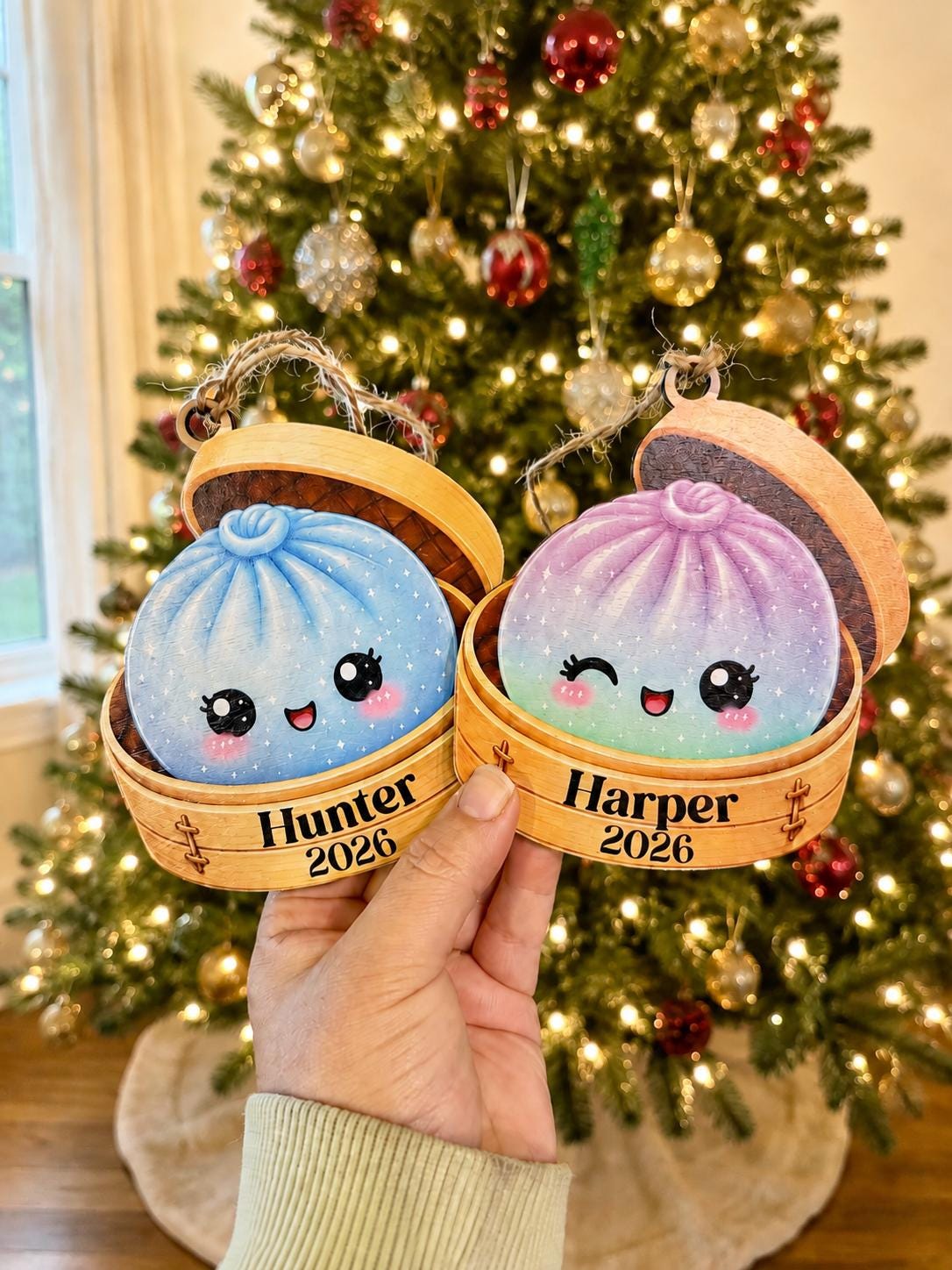 Personalized Dumpling Wood Ornament, Custom Name Squishy Dumpling Ornament 2026