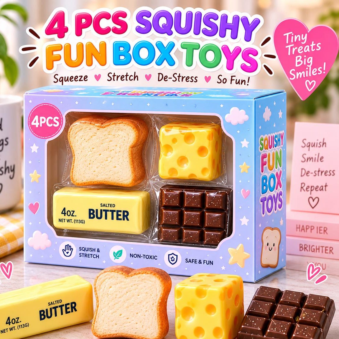 4 Piece Food Squishy Toy Set