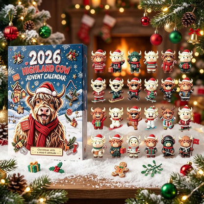 Highland Cow Advent Calendar 2026, 3D Mini Highland Cow Figures