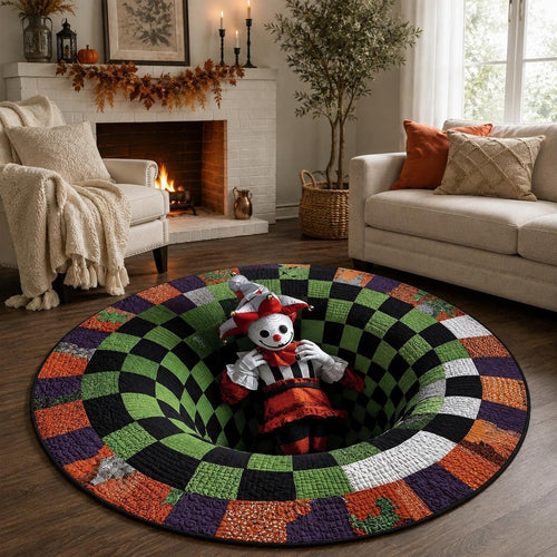 3D Creepy Jester Halloween Round Rug