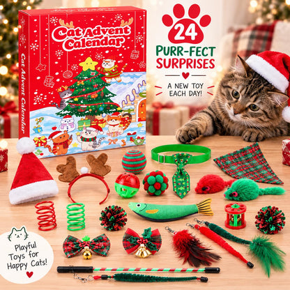 Cat Advent Calendar 2026, 24 Day Christmas Countdown with Cat Toys