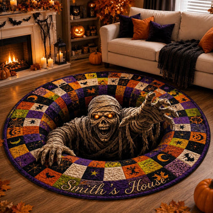 3D Mummy Halloween Round Rug