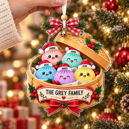 Family Dumpling Ornament, Custom Family Name Christmas Ornament