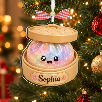 Personalized Dumpling Ornament, Glitter Squishy Dumpling Christmas Ornament